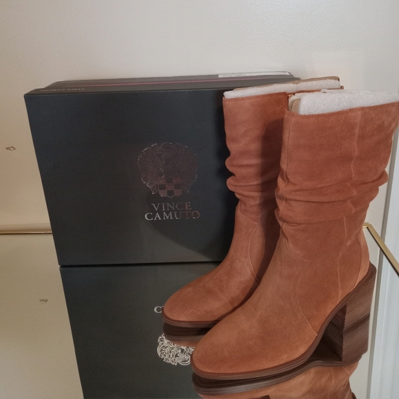 Vince Camuto Kenidra Water-Repellent Slouch Boot Color Warm Caramel Size 9 - Picture 2 of 11